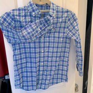 Vineyard Vines blue and green button down